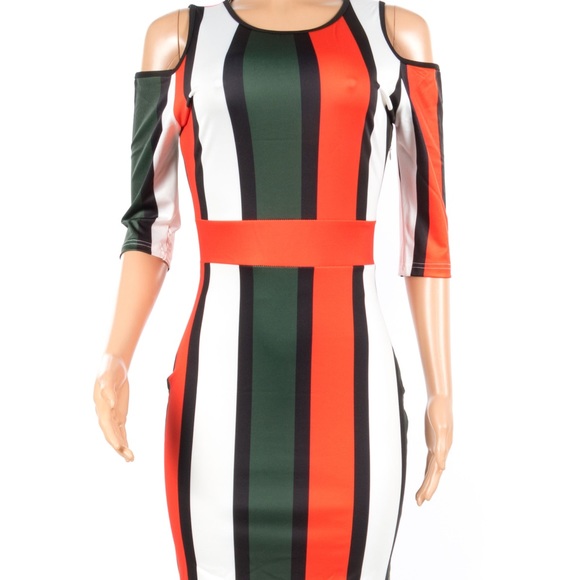 Multi Color Stripe Dress Red - Picture 3 of 6